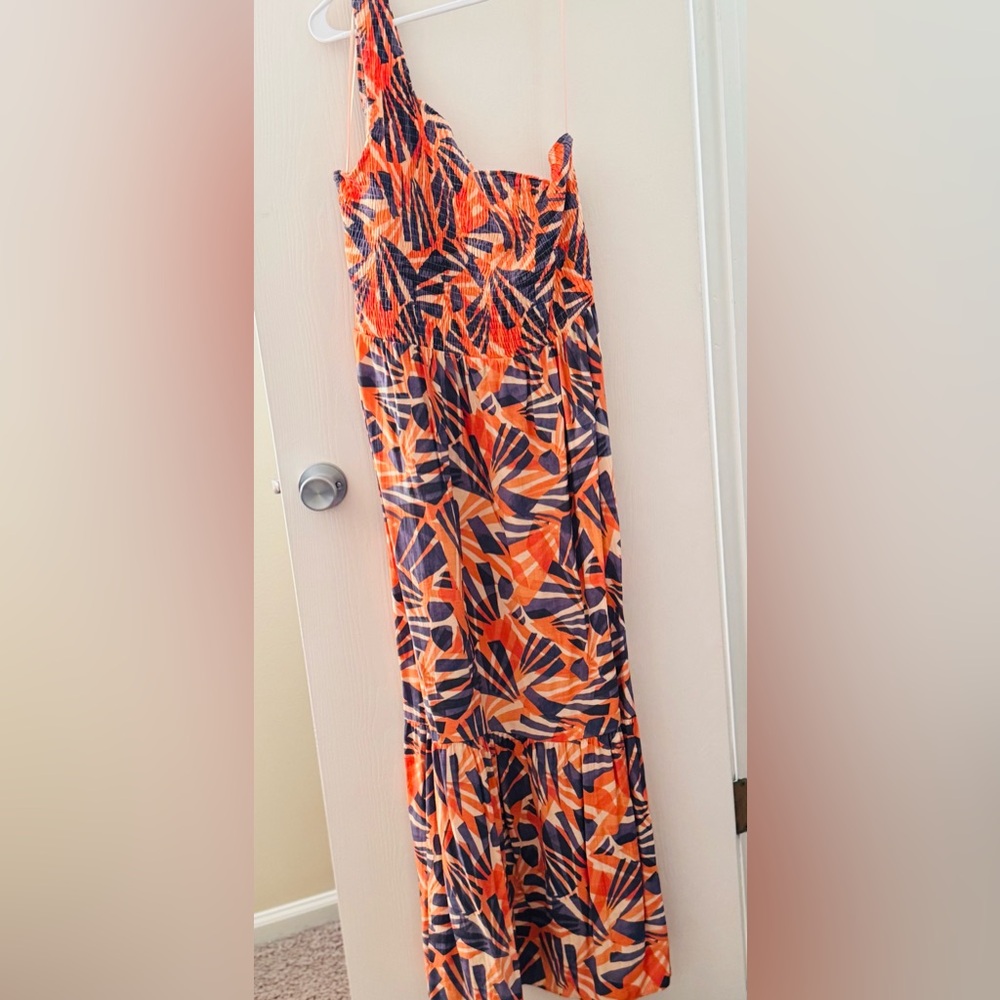 Vibrant Orange and Blue Patterned Dress